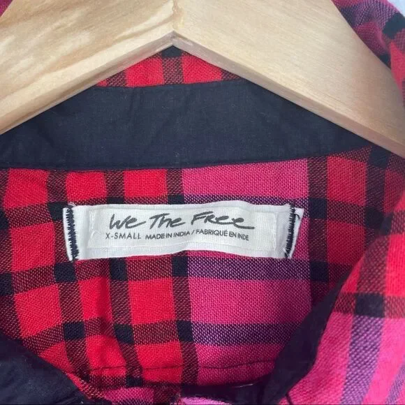 Free People Distressed Plaid Shacket Top NWT - Picture 2 of 10